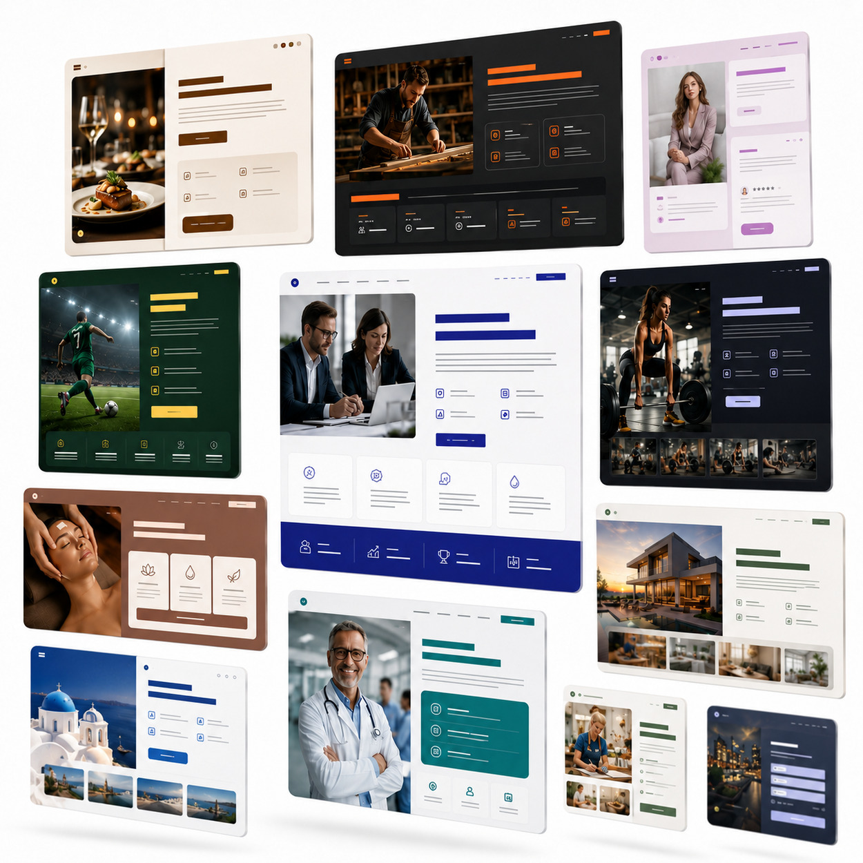 Beispiele professioneller Websites für verschiedene Branchen – von WES mit KI erstellt
